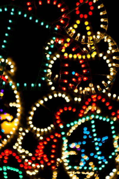 Abstract Detail Night Christmas Lights Colored Bulbs — Stock Photo, Image