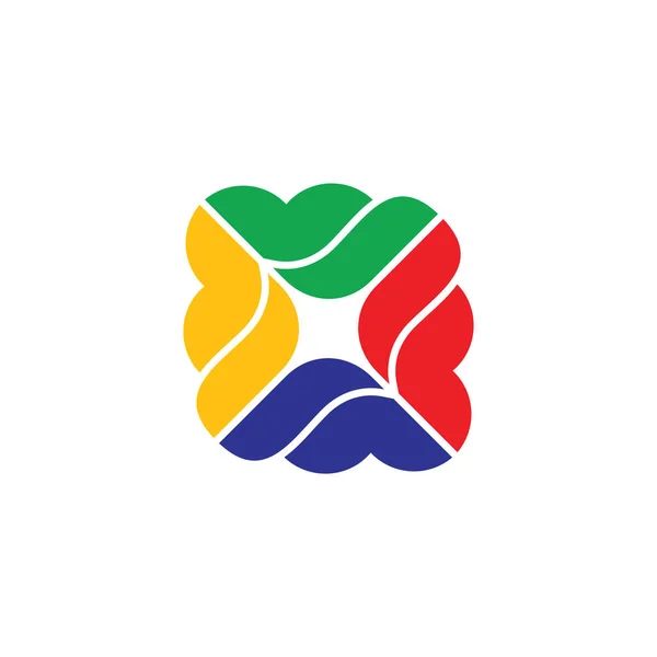 Coloridas Curvas Geométricas Cuadrado Logo — Vector de stock