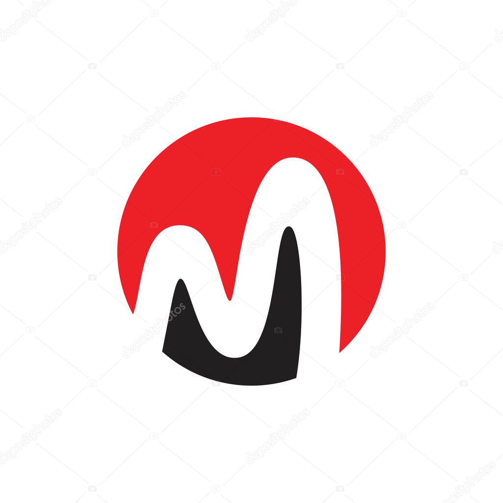 Letter m simple negative space circle logo