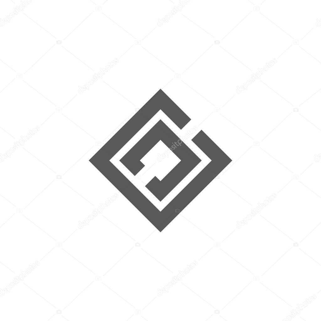 Letters cc abstract square geometric logo
