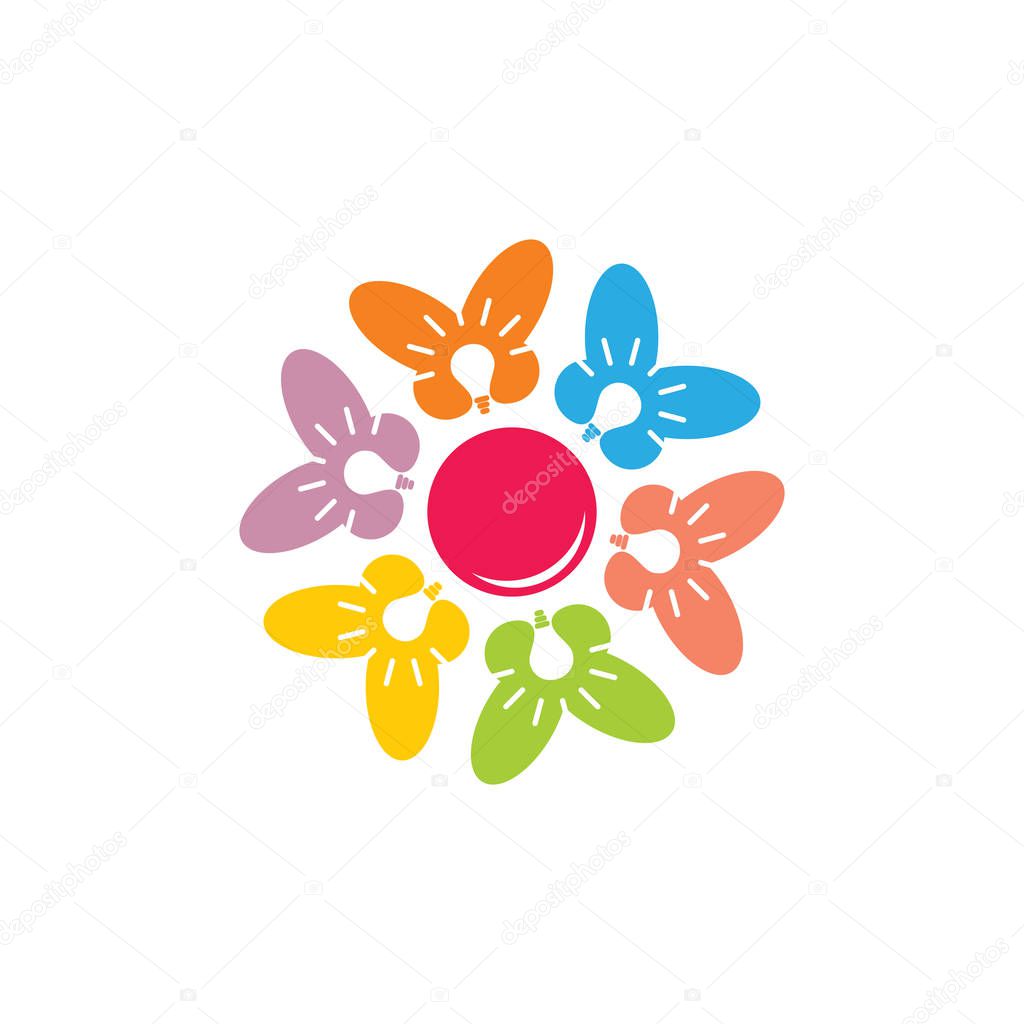 Shine colorful butterfly in circle geometric creative symbol logo