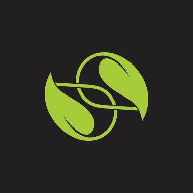 bağlantılı yaprak düz monogram logo vektör