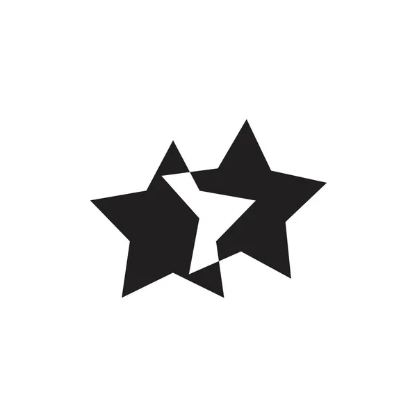 Collegato Geometrico Due Stelle Simbolo Logo Vettoriale — Vettoriale Stock