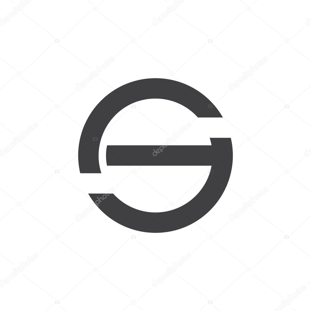 letter sg simple geometric line circle logo vector