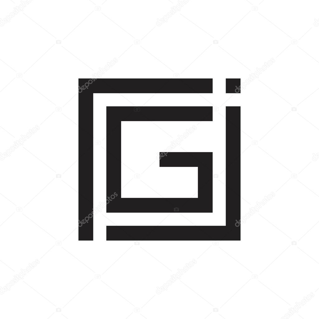 Abstract letters gj geometric arrow square logo vector