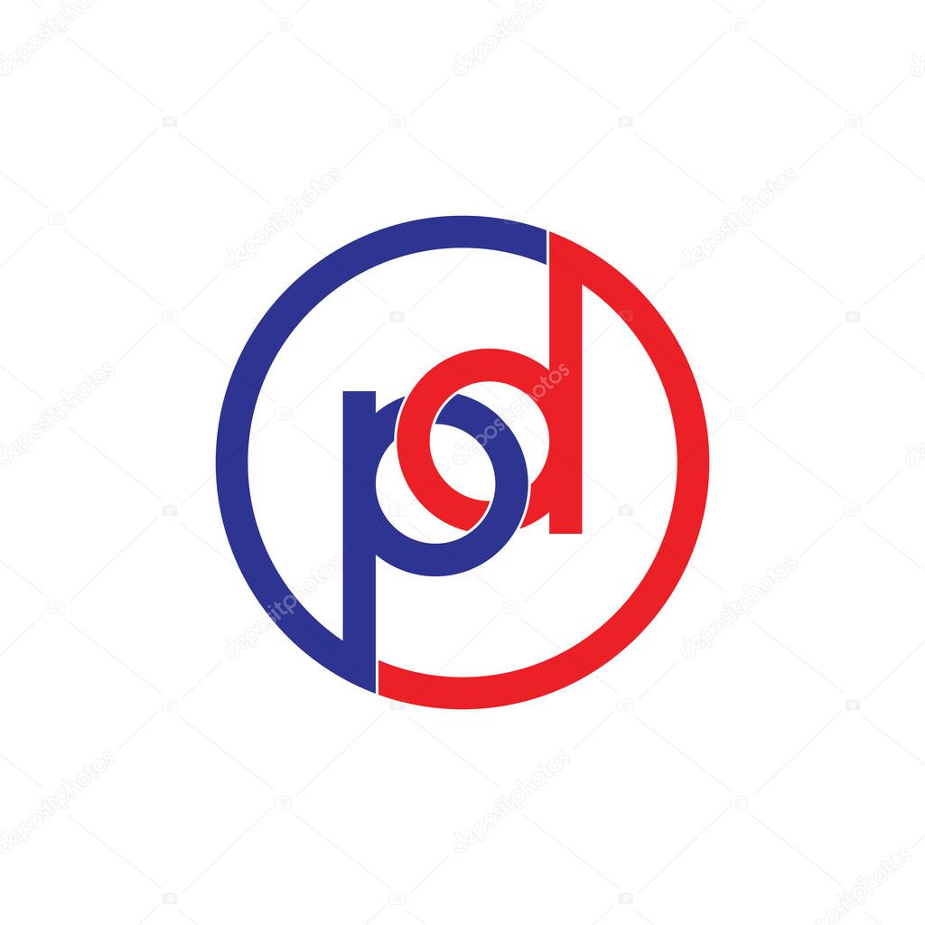 letters pd linked circle logo vector