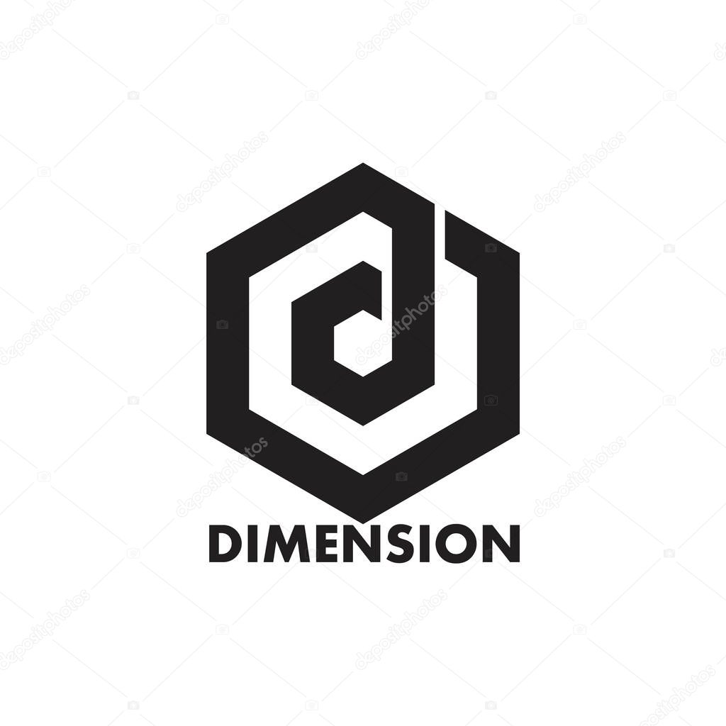Letter d hexagonal box shape brand logo