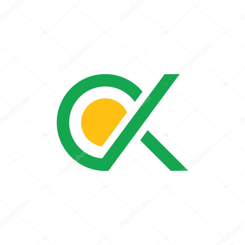 Letters ck circle geometric line logo vector