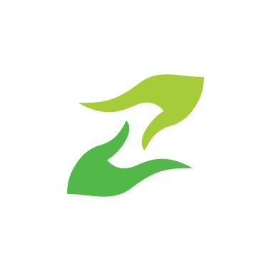soyut el palm bakım tasarım logo vektör yeşil yaprak