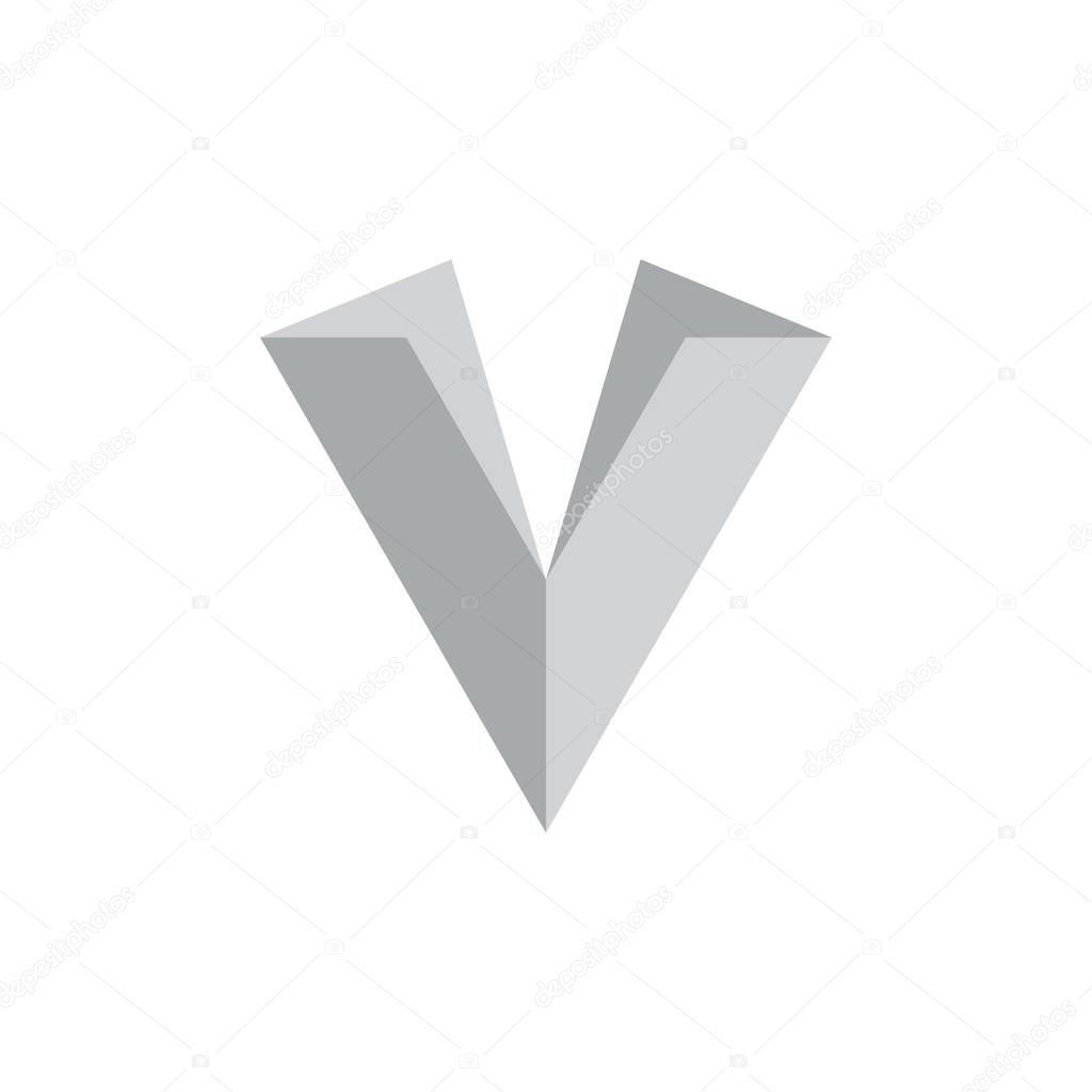 Letter v 3d simple logo vector