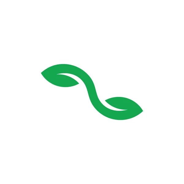 Simple Lien Géométrique Vert Feuille Logo Vecteur — Image vectorielle