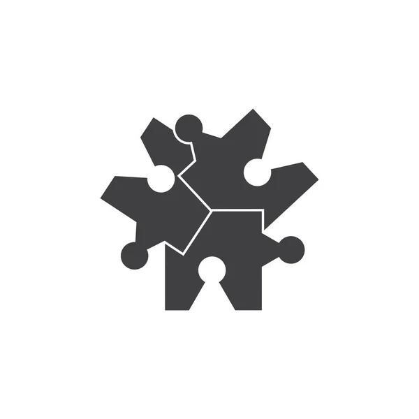 Linked Puzzle Team Work Symbol Logo Vector — Stock Vector