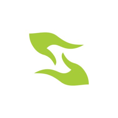 soyut el palm bakım tasarım logo vektör yeşil yaprak