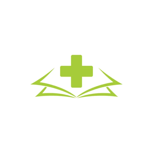 Mais Livro Médico Educação Logotipo Vetor — Vetor de Stock