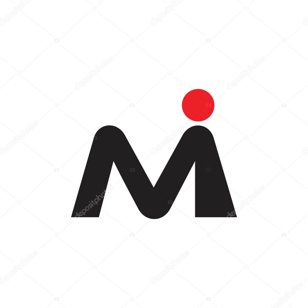 Letters mi simple logo vector