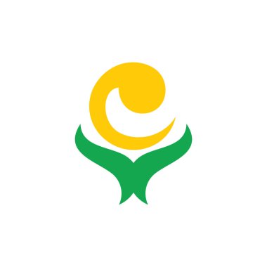 mektup c güneş çiçek tasarım logo vektör