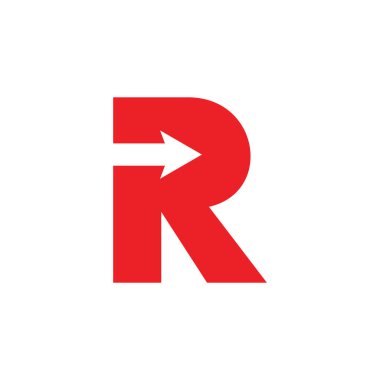 mektup r basit geometrik ok logosu
