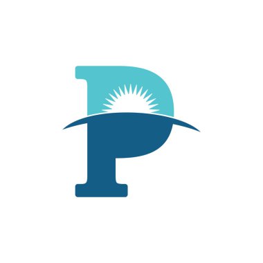mektup p sun rise ufuk logo vektör