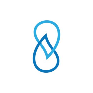 sayı 8 bağlantılı damla su sembol logo vektör