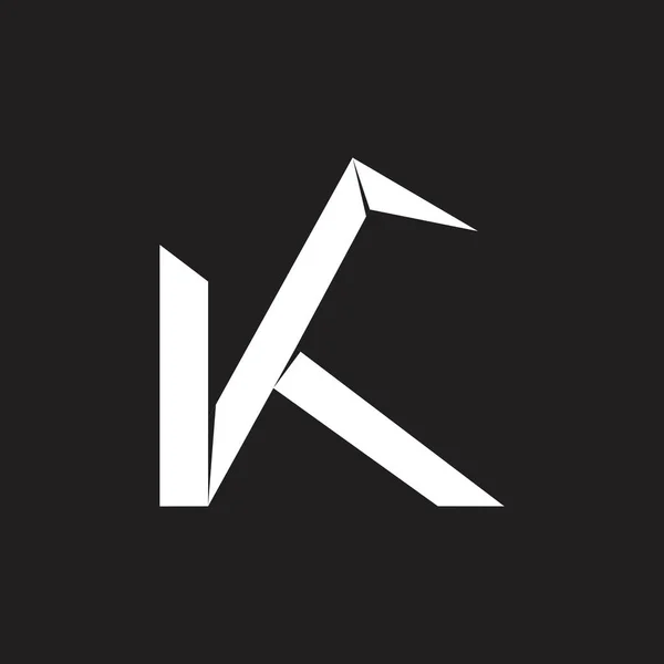 Buchstaben vk einfache Papierkunst Logo Vektor — Stockvektor