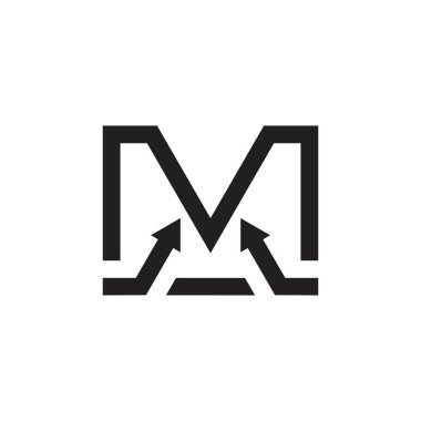 m harfi basit geometrik ok çizgi logo vektörü