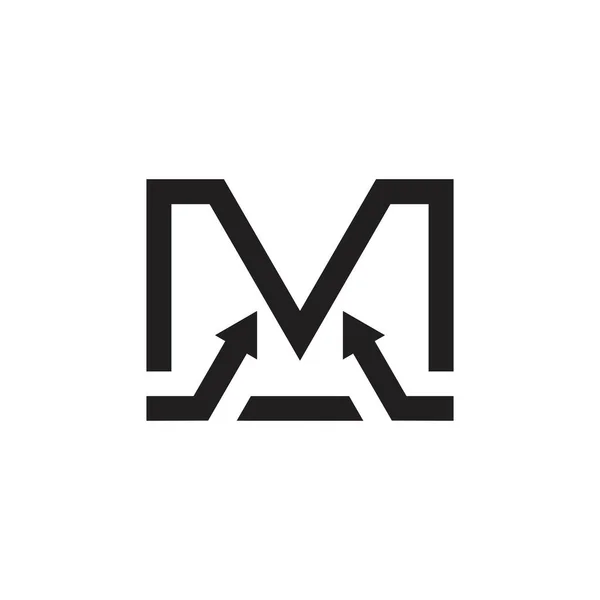 Litera m prosty wektor linii geometrycznej strzałki logo — Wektor stockowy