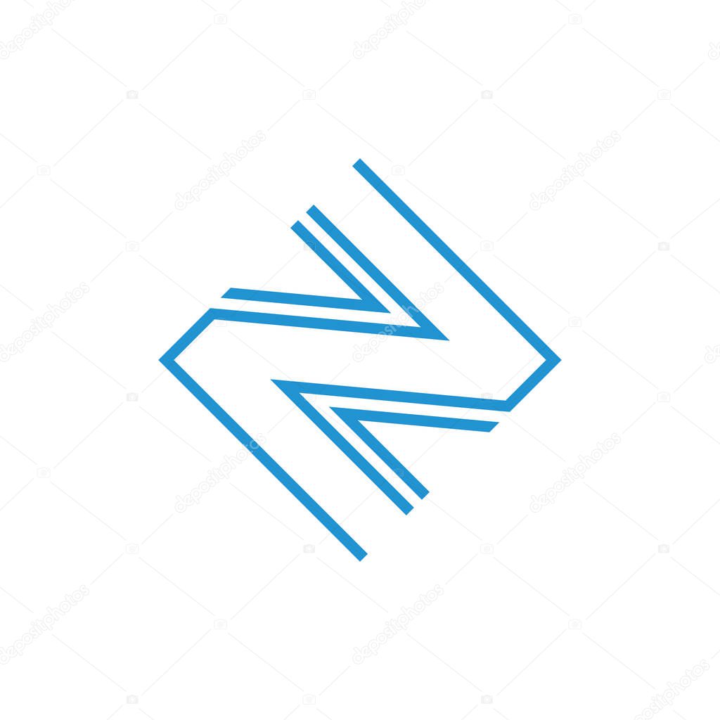 Letter zn square geometric lines arrows logo vector
