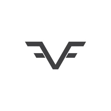 harfler vf basit kanat logo vektör