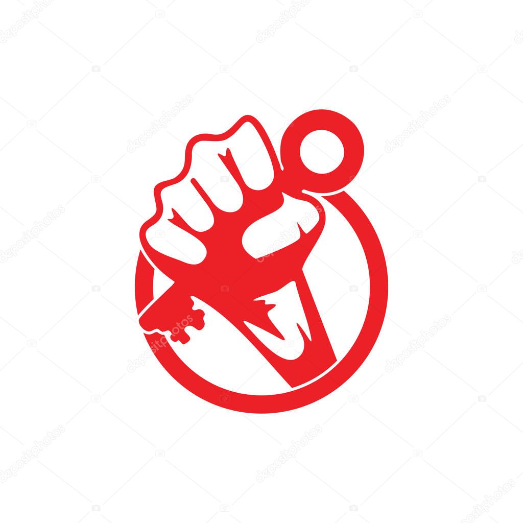 hand fist key to success symbol motion logo vector