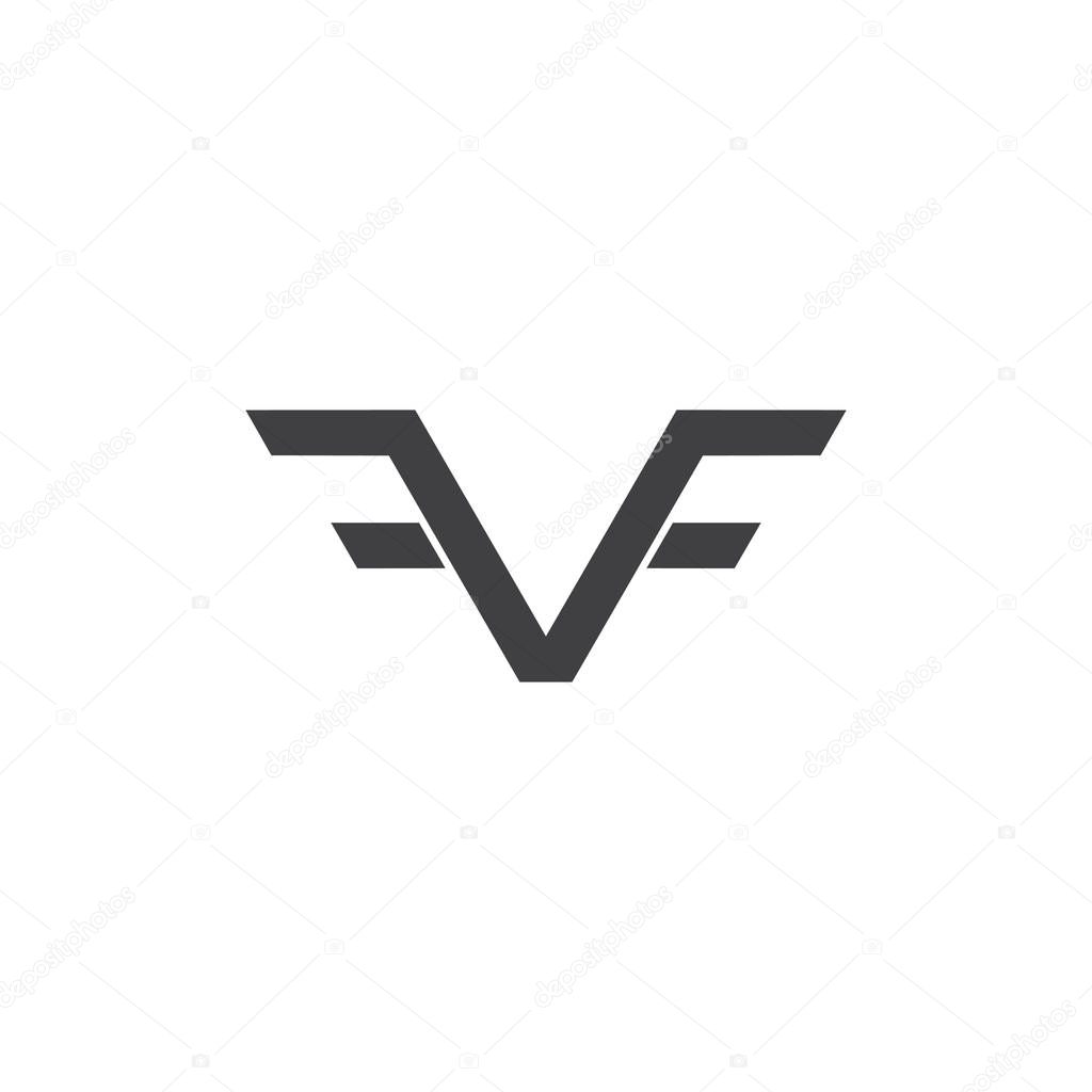 Letters vf simple wing logo vector