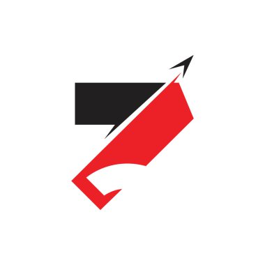 7 numaralı basit geometrik hareket ok logo vektör