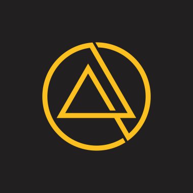 Soyut kesişen çizgi üçgen çember logosu