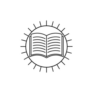 Parlatıcı kitap ince çizgi eğitim logo vektör