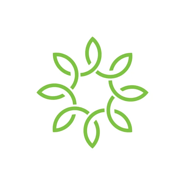 Cirkel dunne lijn swirl blad organische symbool vector — Stockvector