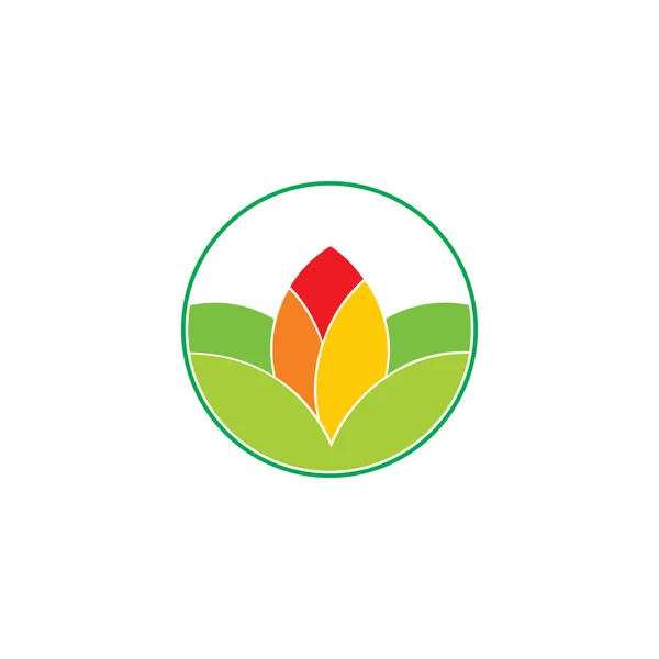 Απλό γεωμετρικό λουλούδι φύλλα κύκλο λογότυπο φορέα — Διανυσματικό Αρχείο