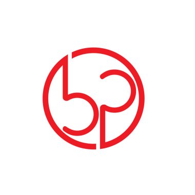harfler bp daire geometrik çizgi logo vektör
