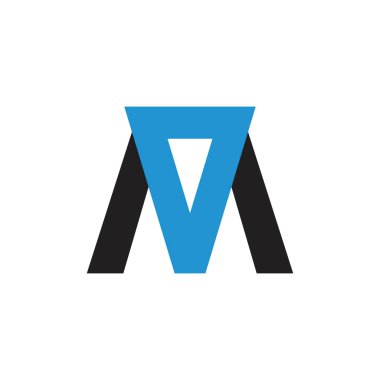harf m üçgen mavi elmas geometrik logo vektör
