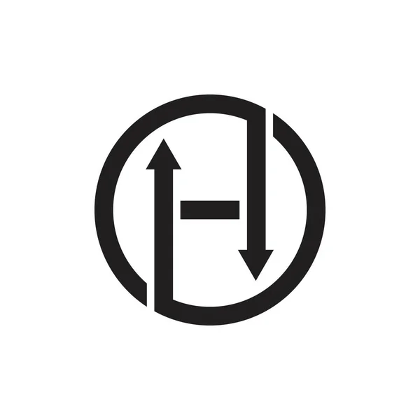 Levél h geometriai vonal arrow egyszerű logó — Stock Vector