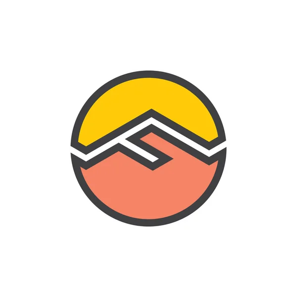 Lettre f montagne forme logo vecteur — Image vectorielle