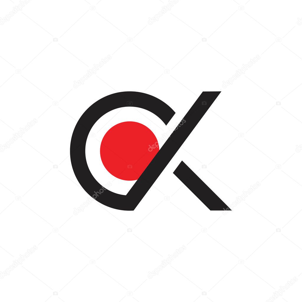 Letters ck circle geometric line logo vector