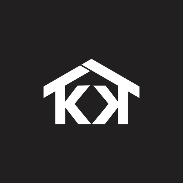 Bokstäver kk enkel hus design logo vector — Stock vektor