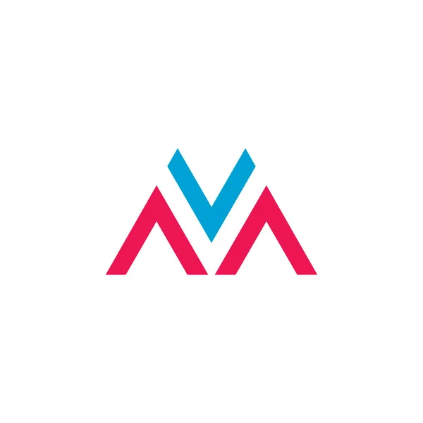 Buchstaben mv einfache Pfeile geometrisches Logo — Stockvektor