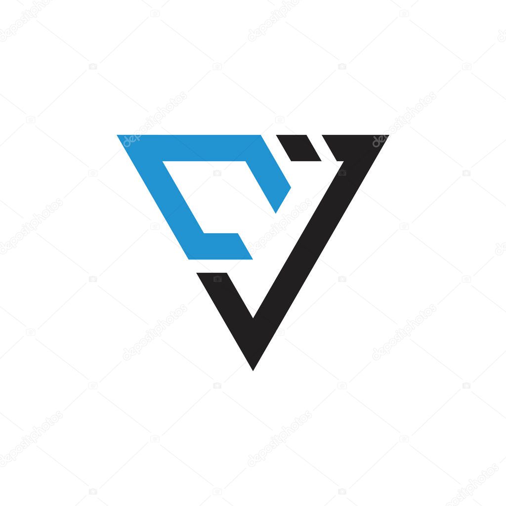 Letters v triangle arrows logo vector