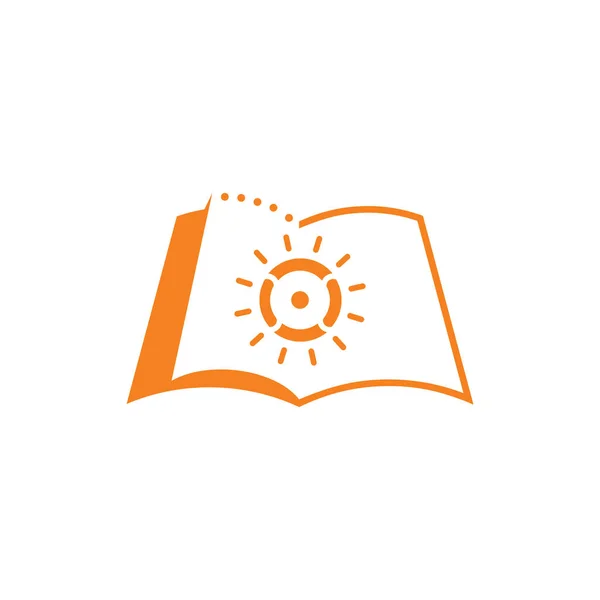 Proste książka lekka sylwetka słońce cień logo design — Wektor stockowy