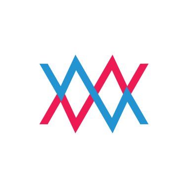 soyut mektup mw basit bağlantılı çizgi renk logo vektör