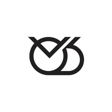 harf v o b basit geometrik çizgi logosu