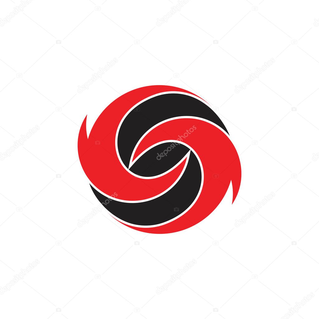 Curves circles waves rotation simple logo vector