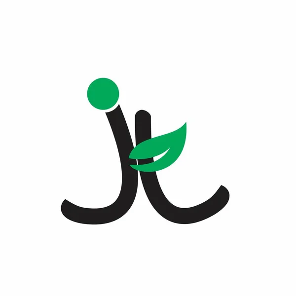 Буквы jt простой вектор зеленый лист чая логотип — стоковый вектор
