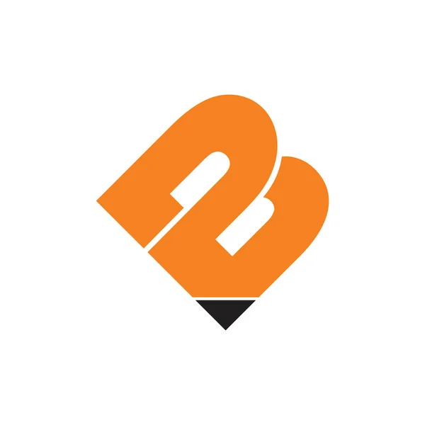 Letra pb diseño de lápiz geométrico simple logotipo — Vector de stock