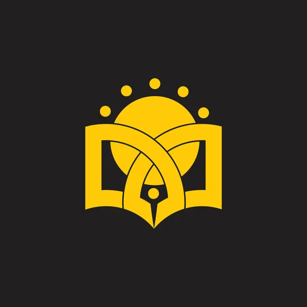 Kitap ay eğitim logo vektör öğrenme — Stok Vektör